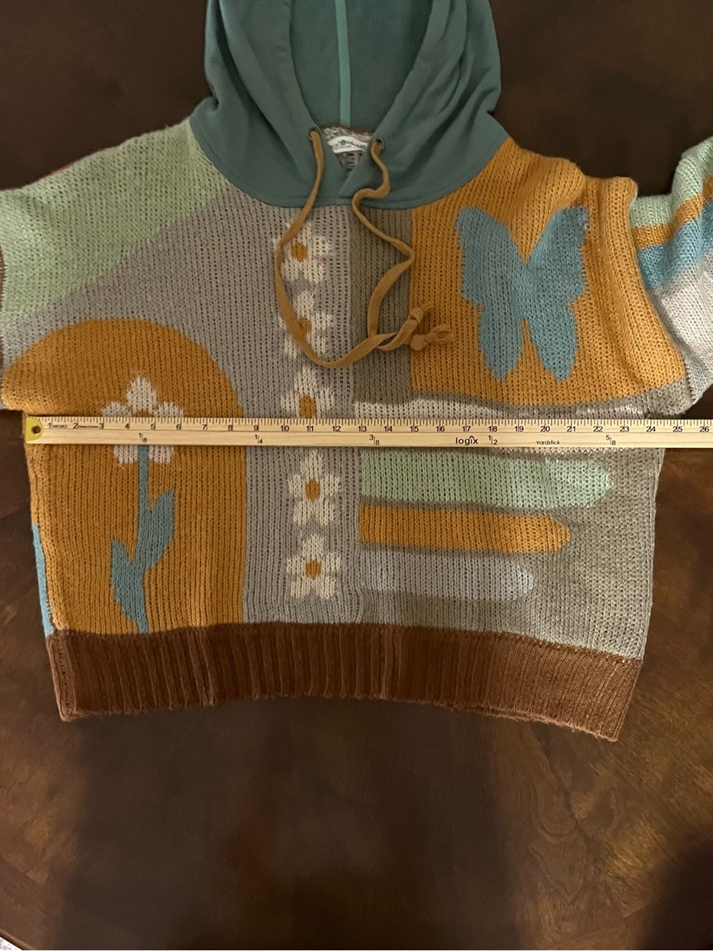 Natural Life Dreamer Jacquard Hoodie Sweater L/XL Butterfly Floral Boho Eclectic - Picture 9 of 12